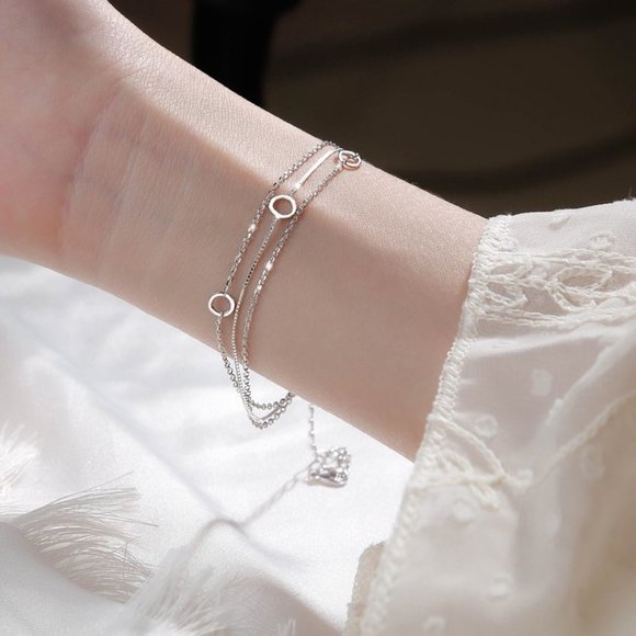 #NEW 925 Sterling Silver Circle Chain Bracelet - Picture 5 of 5